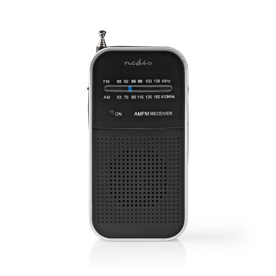 FM-radio, Portabel design, AM/FM, Batteridriven, Analog, 3,5mm Hörlursuttag, Svart