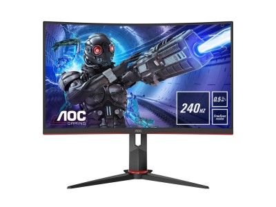 27" AOC C27G2ZU/BK, Curved VA 1920x1080, 0.5 ms, 240Hz FreeSync, höjdjusterbar, 2xHDMI/DP, högtalare, USB-hubb