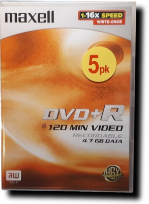 Maxell DVD+R 120min, 4.7 GB, 5 stycken i DVD videobox