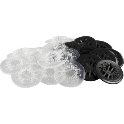DELTACO självhäftande CD-/DVD-knappar, 20-pack, svart/transp
