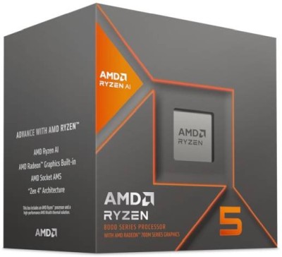 AMD Ryzen 5 8600G 6-Core 12-Thread (65W), 4,3/5,0 GHz, 22 MB cache, Socket AM5, boxad med Wraith Stealth-kylare