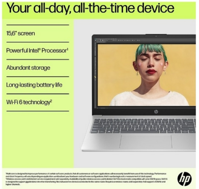 15,6" HP 15-fd0411no, TN HD, Intel i3 N305 3,8 Ghz, Win11S, 8 Gb, 128 Gb SSD NVMe, UHD Graphics, Wi-Fi 6, BT, Silver#2