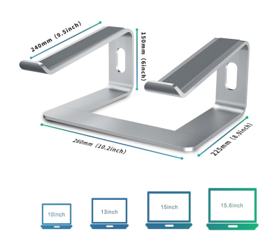 Laptopstativ i Aluminum, Ergonomiskt, Bättre Kylning m.m. passar 10" -15,6"#2