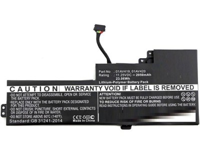 Laptop Battery for Lenovo 23Wh Li-Pol 11.25V 2050mAh Black, ThinkPad T470. inkl montering