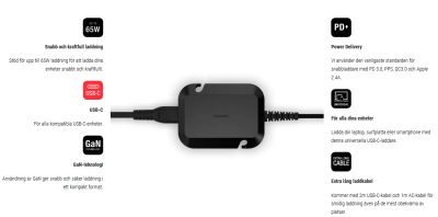 AC-adapter Unisynk USB-C Laptop Charger 65W, GaN, 3 meter kabel#6