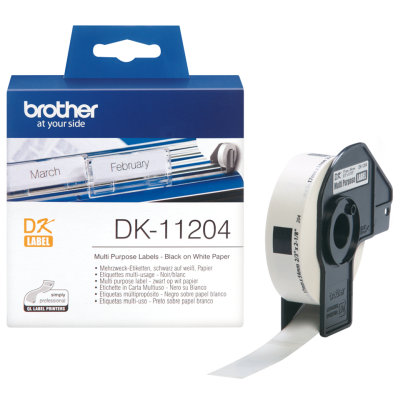 Brother DK11204, etikett 17x54mm, svart på vit, termiskt papper