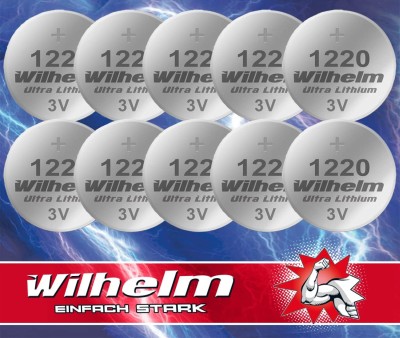 Batteri Wilhelm 3 V 40 mAh litiumknappbatteri CR1220. 1-pack