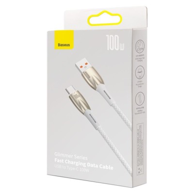 Baseus Cafule USB-A till USB-C, FastCharge 100W 5A, 2m - Vit#3