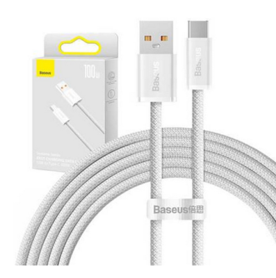 Baseus Cafule USB-A till USB-C, FastCharge 100W 5A, 2m - Vit#1