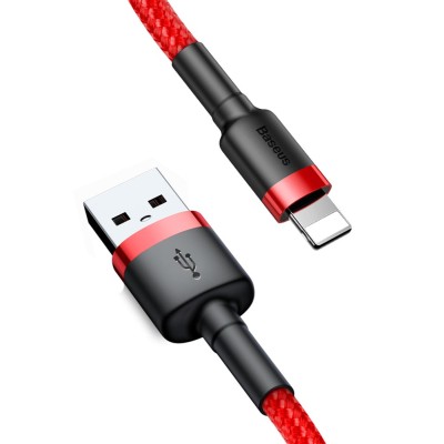 Baseus Cafule USB-A till Lightning, QuickCharge 2A, 3m - Röd