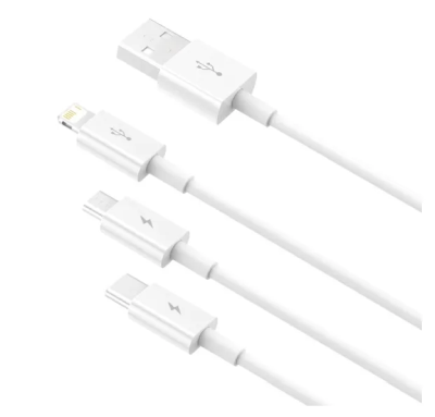 Baseus Superior Multi Charger Kabel USB A, USB C+Micro USB A+Lightning, USB2, 0,48 Gbit/s, 1,5m - Vit#2