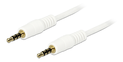 DeLOCK ljudkabel, 3,5mm 4-pin ha - ha, 24 AWG, 3 meter - Vit