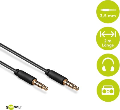 Goobay ljudkabel, 3,5mm 4-pin ha - ha, 2 meter - Svart