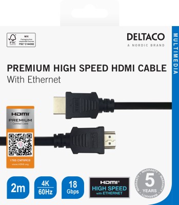 Deltaco Premium High Speed HDMI cable, 2m - Svart#3