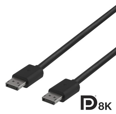 Deltaco DisplayPort Kabel, 8K, DP 1.4, 1m - svart#1