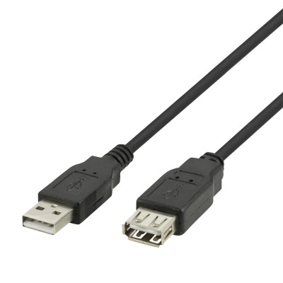 Deltaco USB extension cable, USB-A male - USB-A female, 2m - Svart#1