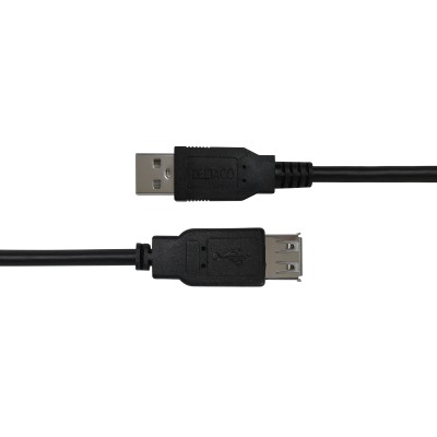 Deltaco USB extension cable, USB-A male - USB-A female, 3m -Svart#2