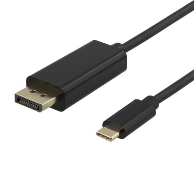USB-C till DP Kabel, 4K UHD, gold plated, 2m - Svart#1