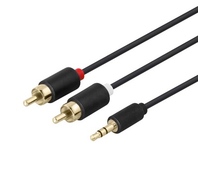 Audio Kabel, 3.5mm Hane - 2xRCA Hane, 2m - Svart#1