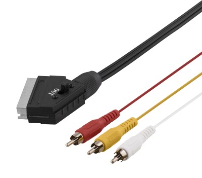 Deltaco SCART to Composite video, with switch, 2m#1