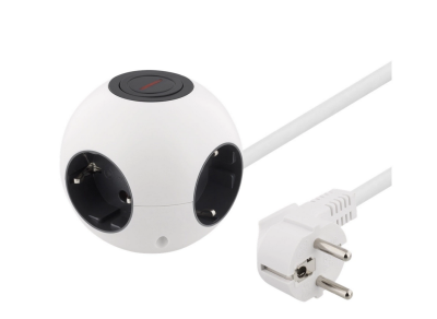 DELTACO Kulformat grenuttag med switch, 4xCEE 7/4, 1xCEE 7/7, vit