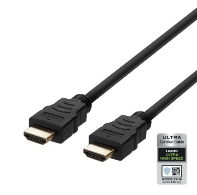 Deltaco ULTRA High Speed HDMI-cable, 48Gbps, 0.5m - Svart