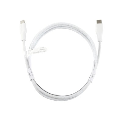 Deltaco USB-C - C, 2m, USB 2.0, white braided 3A/60W - Vit#4