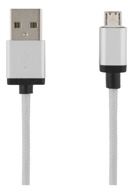 DELTACO USB-synk-/laddarkabel, tygklädd, USB-A ha - USB Micr