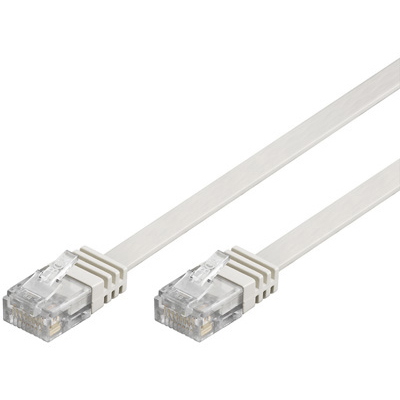 Nätverkskabel Platt oskärmad Patch Cat6 RJ45, 1 meter - Vit