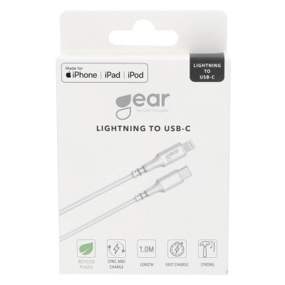 GEAR Laddkabel USB-C till Lightning 1m, MFI C94- Vit#2