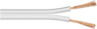 Högtalarkabel med ledare 2 x 2,50 mm, 50 meter, vit