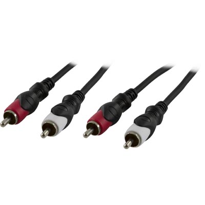 Ljudkabel stereo 2xRCA till 2xRCA, 3 meter - Svart
