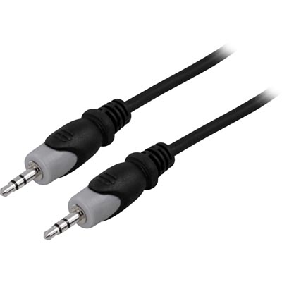 Ljudkabel stereo 3,5 mm, 1 meter - Svart
