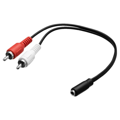 Adapter 3.5 mm Hona > 2x 3,5 mm Hane, Guldplaterad, 0.12 m Svart