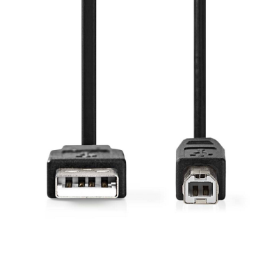 Kabel USB-A - USB-B Hane 3m, Nedis, Nickelplaterad Rund, Svart#2