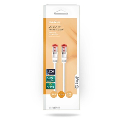 Nätverkskabel 3m, Cat6, RJ45, S/FTP, Rund - Vit#3