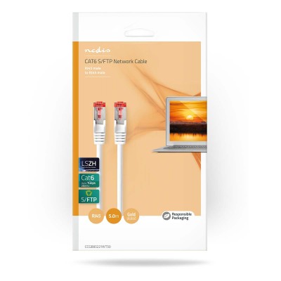 Nätverkskabel 5m, Cat6, RJ45, S/FTP, Rund - Vit#3