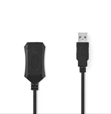 Aktiv USB-kabel 2.0, USB-A Hane - Hona, 480 Mbps, 20 m, Rund