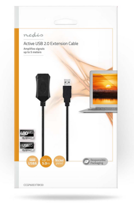 Aktiv USB-kabel 2.0, USB-A Hane - Hona, 480 Mbps, 5m, Rund#3