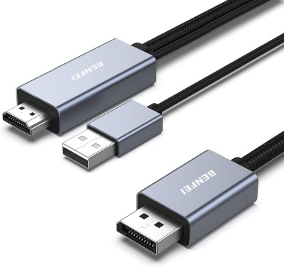 HDMI till DisplayPort-kabel 1,8 m, kompatibel, PC, PS5 Xbox One (360) stöder 4K@60Hz 2K@144Hz 1080P@165Hz