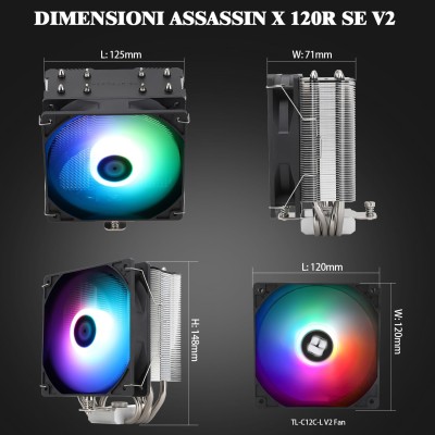Thermalright Assassin X 120R SE V2 CPU-kylare, 120 mm PWM Quiet Fan med S-FDB-lager, AGHP-teknik, för AMD AM4 AM5/Intel 1700/1150/1151/1200(AX120R SE V2 - Svart#2