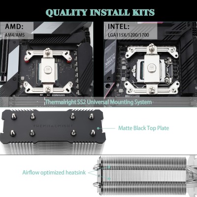 Thermalright Assassin X 120R SE V2 CPU-kylare, 120 mm PWM Quiet Fan med S-FDB-lager, AGHP-teknik, för AMD AM4 AM5/Intel 1700/1150/1151/1200(AX120R SE V2 - Svart#3