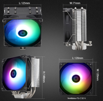 Thermalright AssassinX120 SE ARGB CPU-luftkylare, AX120, 4 värmerör, TL-C12C-S PWM tyst CPU-kylare med S-FDB-lager, för AMD AM4 Intel 1150/1151/1200/1700#3