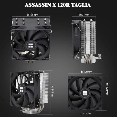 Thermalright AssassinX120 SE Black CPU-luftkylare, X120, 4 värmerör, TL-C12C-S PWM tyst CPU-kylare med S-FDB-lager, för AMD AM4/AM5 Intel 1150/1151/1200/1700#2
