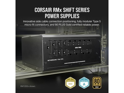 Corsair RM750x Shift 750W, ATX, 140 mm fläkt, 80PLUS Gold, löstagbara kablar - Svart#5