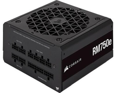 Corsair RM750e V2 750W 2023, ATX 3.0, 120 mm fläkt, 80+ Gold, semipassivt, Fullständigt Modulärt löstagbara kablar - Svart