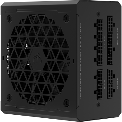 Corsair RM850e V2 850W, ATX 3.0, 120 mm fläkt, 80PLUS Gold, semipassivt, löstagbara kablar - Svart