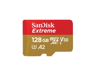 SanDisk Extreme 128 GB Minneskort, Micro-SDXC UHS-I, 4K UHD och Full HD Video, Klass 10