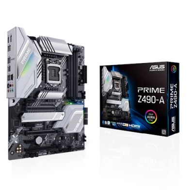 Asus Prime Z490-A, Intel LGA1200, Z490, 3xPCI Express, SLI/CrossFireX, ATX, 4xDDR4, 2xM.2 + SATA3 RAID, HDMI/DP, USB-C, 7.1 audio, GigaLAN, Aura Sync
