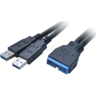 Akasa intern USB 3.0 till extern 2xTyp A USB 3.0, 0,3m